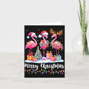Merry Christmas Flamingo Santa Hat Xmas Pajamas Ho Card