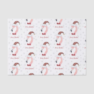 Merry Christmas Flamingo Santa Modern Christmas Tissue Paper