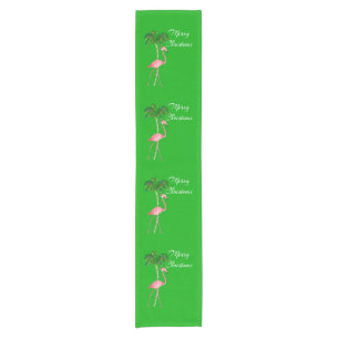 Merry Christmas Flamingo Short Table Runner