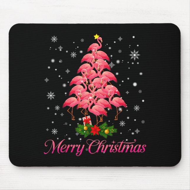 Merry Christmas Flamingo Snowflake Tree Xmas Men W Mouse Pad (Front)