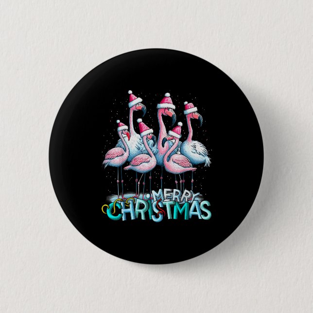 Merry Christmas Flamingo Squad Trocal Style  Button (Front)
