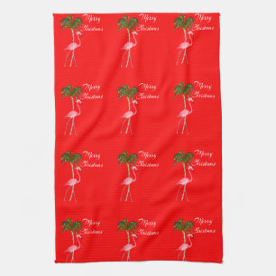 Merry Christmas Flamingo Towel