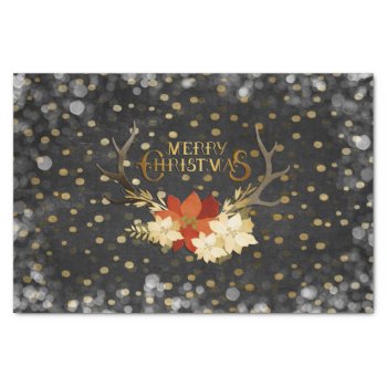 Merry Christmas Floral Antlers Confetti Tissue Paper by GiftsGaloreStore at Zazzle
