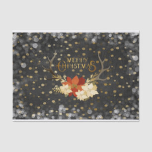 Merry Christmas Floral Antlers Confetti Tissue Paper