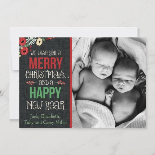 Merry Christmas Floral Holiday Card