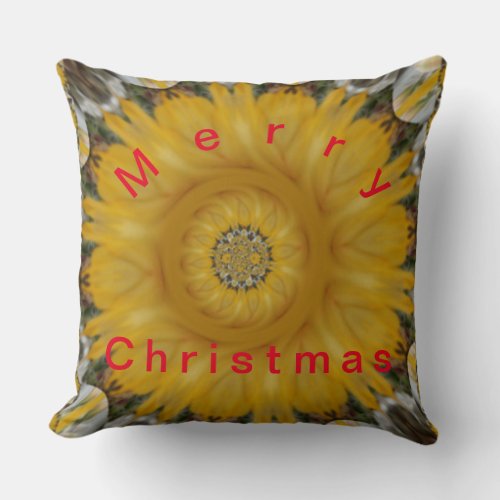 Merry Christmas Floral Home Decor Throw Pillow