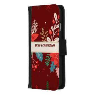 Merry Christmas Floral iPhone 8/7 Wallet Case