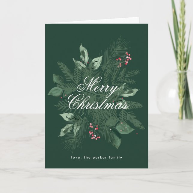 Merry Christmas floral Non Photo folded card (Front)