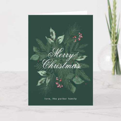 Merry Christmas floral Non Photo folded card