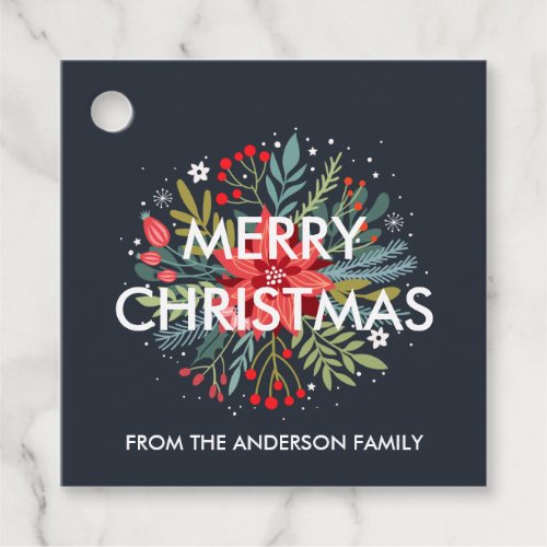 Christmas Gift Tags 17 Merry Christmas Floral Poinsettia Bouquet Favor Tags
