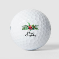 Merry Christmas Floral Seasonal Foliage | Holidays Golf Balls