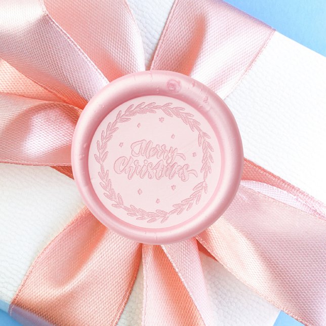 Merry Christmas Floral Wreath Calligraphy Script Wax Seal Stamp (Creator Uploaded)
