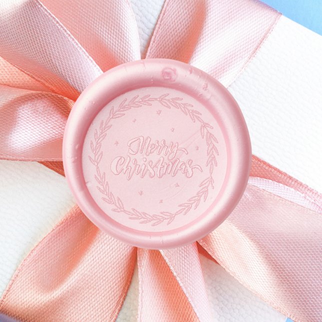 Merry Christmas Floral Wreath Calligraphy Script Wax Seal Stamp (Creator Uploaded)