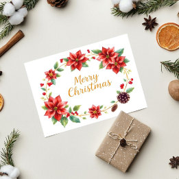 Merry Christmas Floral Wreath Card