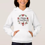 Merry Christmas Floral Wreath Kids&#39; Hoodie