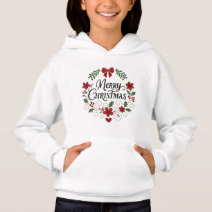 Merry Christmas Floral Wreath Kids' Hoodie