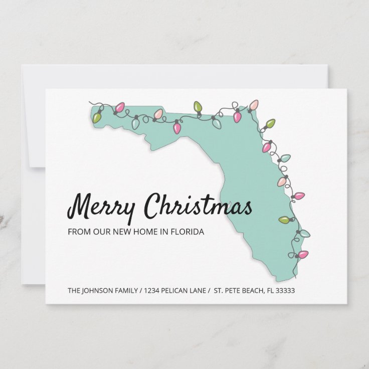 Merry Christmas Florida Map New Home Announcement Zazzle