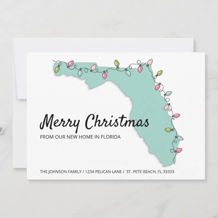 Merry Christmas Florida Map New Home Announcement Zazzle