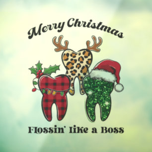 Merry Christmas Flossin Like A Boss Window Cling