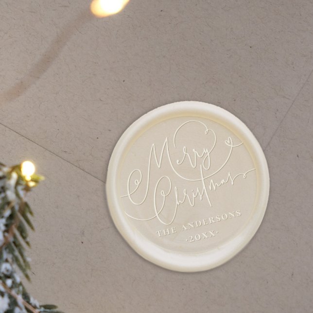 Merry Christmas Flourish Script & Family Name Wax Seal Sticker (The Wax Seal Sticker Mock-up)