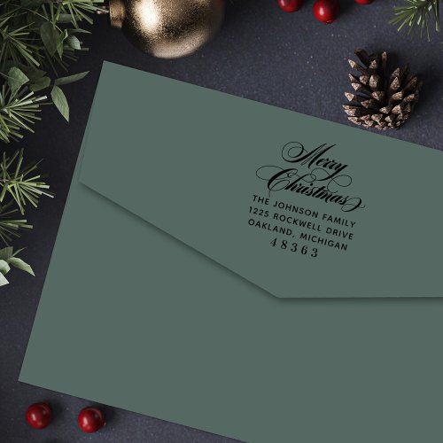 Merry Christmas Flourished Script Return Address Self_inking Stamp