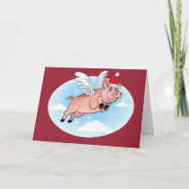 Merry Christmas Flying pig Greeting Card