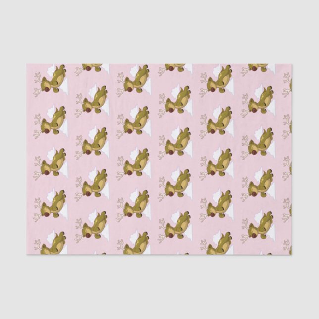 Merry Christmas Flying Reindeer Cute Tissue Paper (Front)