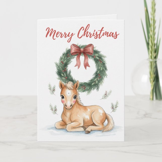 Merry Christmas Foal Card Cute Horse Lover (Front)