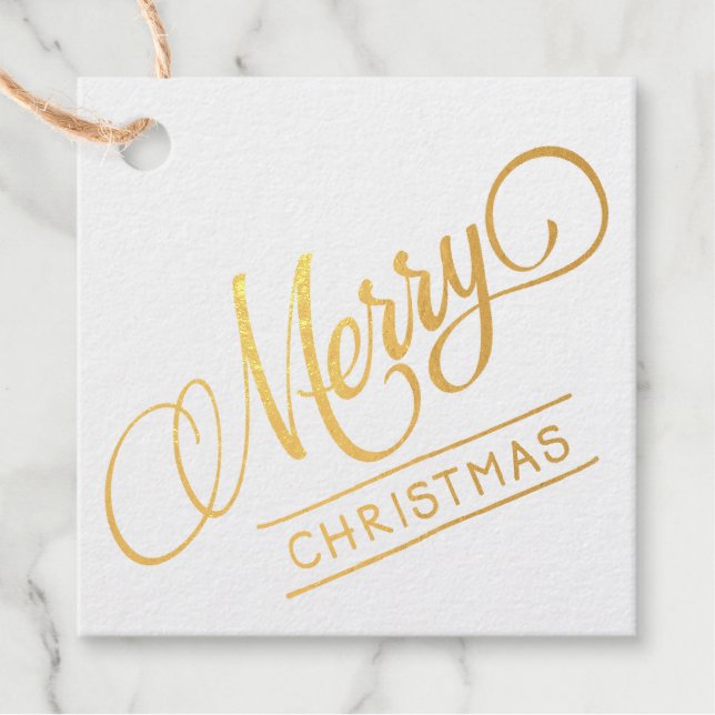Merry Christmas Foil Favor Tags (Front)