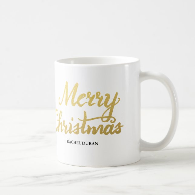 Merry Christmas foil glitter brush script mug (Right)