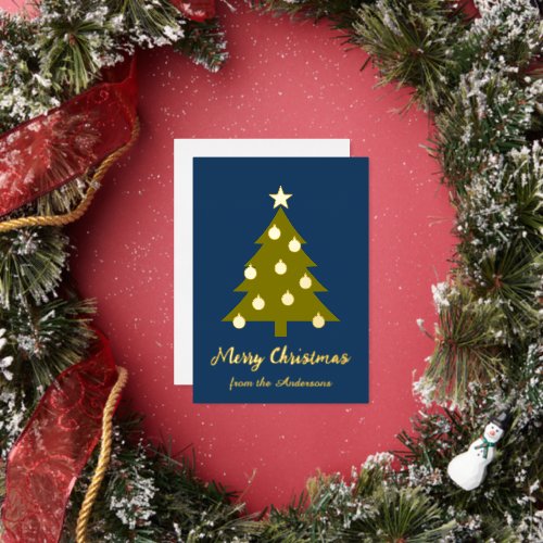 Merry Christmas Foil Graphic Tree Holiday Card
