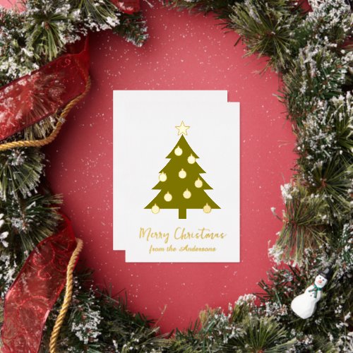 Merry Christmas Foil Graphic Tree Holiday Card