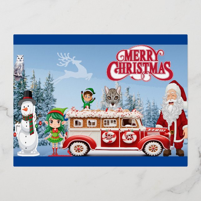 Merry Christmas  Foil Holiday Postcard (Front)