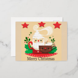 Merry Christmas Foil Holiday Postcard | Zazzle