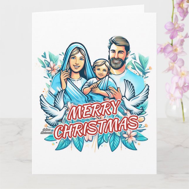 Merry Christmas Folded Card (Orchid)