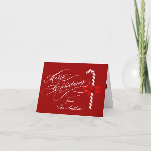 Merry Christmas Folded Holiday Card Candy Cane