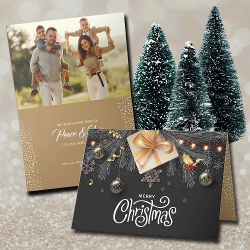 Merry Christmas Folded Photo Holiday Card