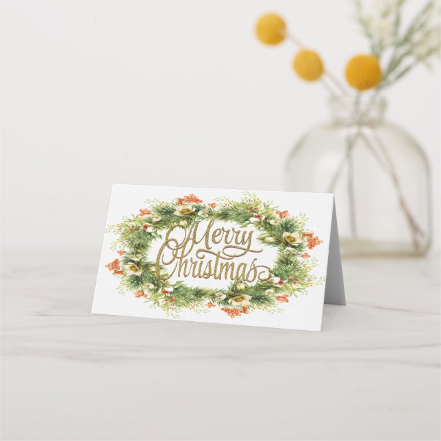 Merry Christmas Folded Place Card (Front)