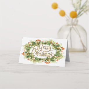 Merry Christmas Folded Place Card
