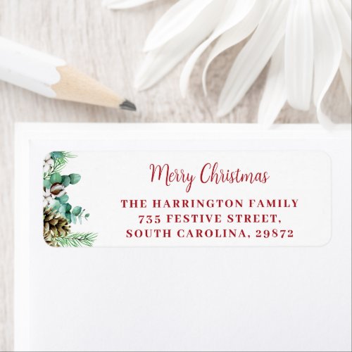 Merry Christmas Foliage Return Address Label