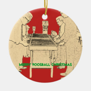 Merry Christmas Foosball Photo Art Fuzboll Vintage Ceramic Ornament