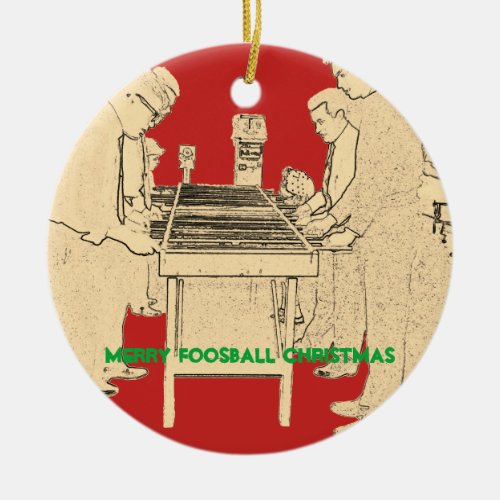Merry Christmas Foosball Photo Art Fuzboll Vintage Ceramic Ornament