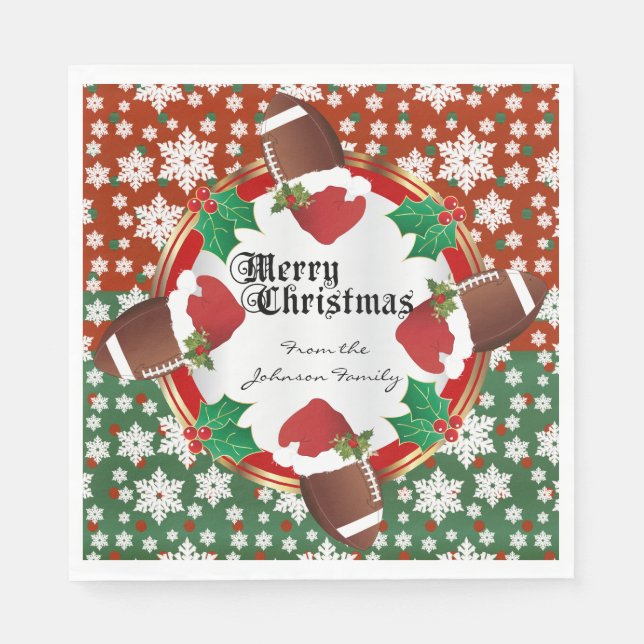 Merry Christmas Football Lovers Paper Napkins (Front)