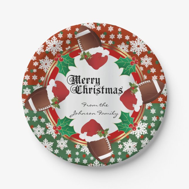 Merry Christmas Football Lovers Paper Plates (Front)