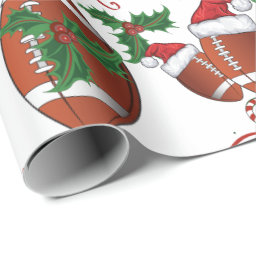 Merry Christmas Football Santa Wrapping Paper 