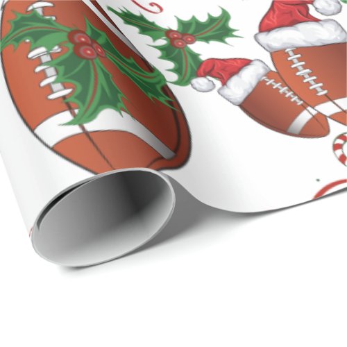 Merry Christmas Football Santa Wrapping Paper