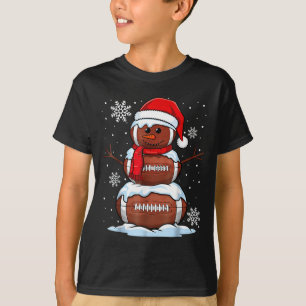 Merry Christmas Football Snowman Holiday Srts Xmas T-Shirt