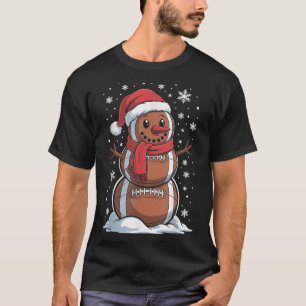 Merry Christmas Football Snowman Holiday Srts Xmas T-Shirt