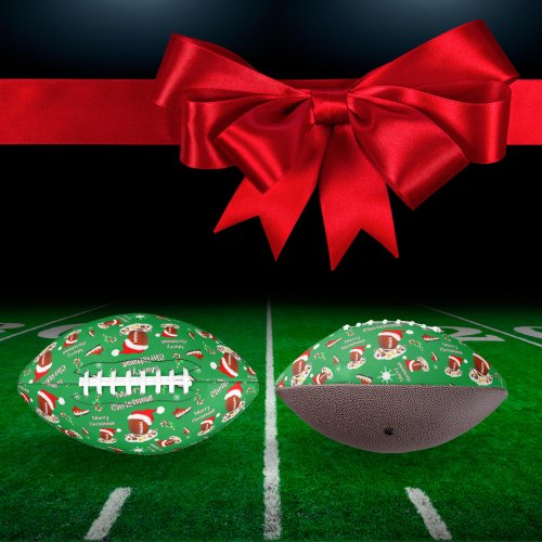 Merry Christmas Football With Snack Food Pattern 