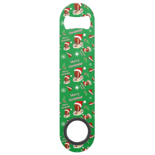 Merry Christmas Football With Snack Food Pattern   Bar Key
